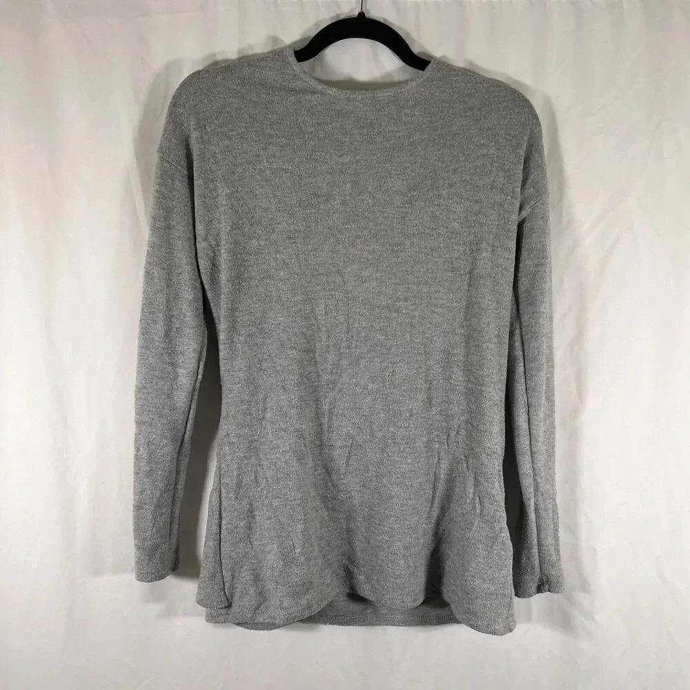 J. Crew Blouse Women's XS Grey Long Sleeve Open Back Lightweight Faux Wrap